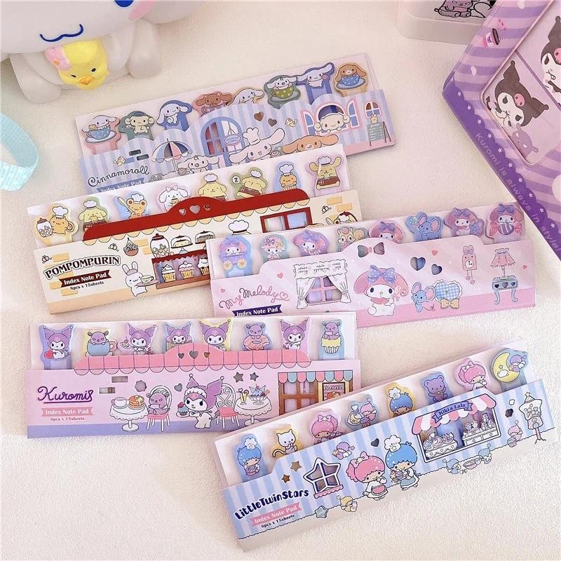 

120Sheets Kawaii Cartoon Sticky Notes Hello Kitty Kuromi Melody Notepad Index Tabs Bookmark Stationery School Office Supplies