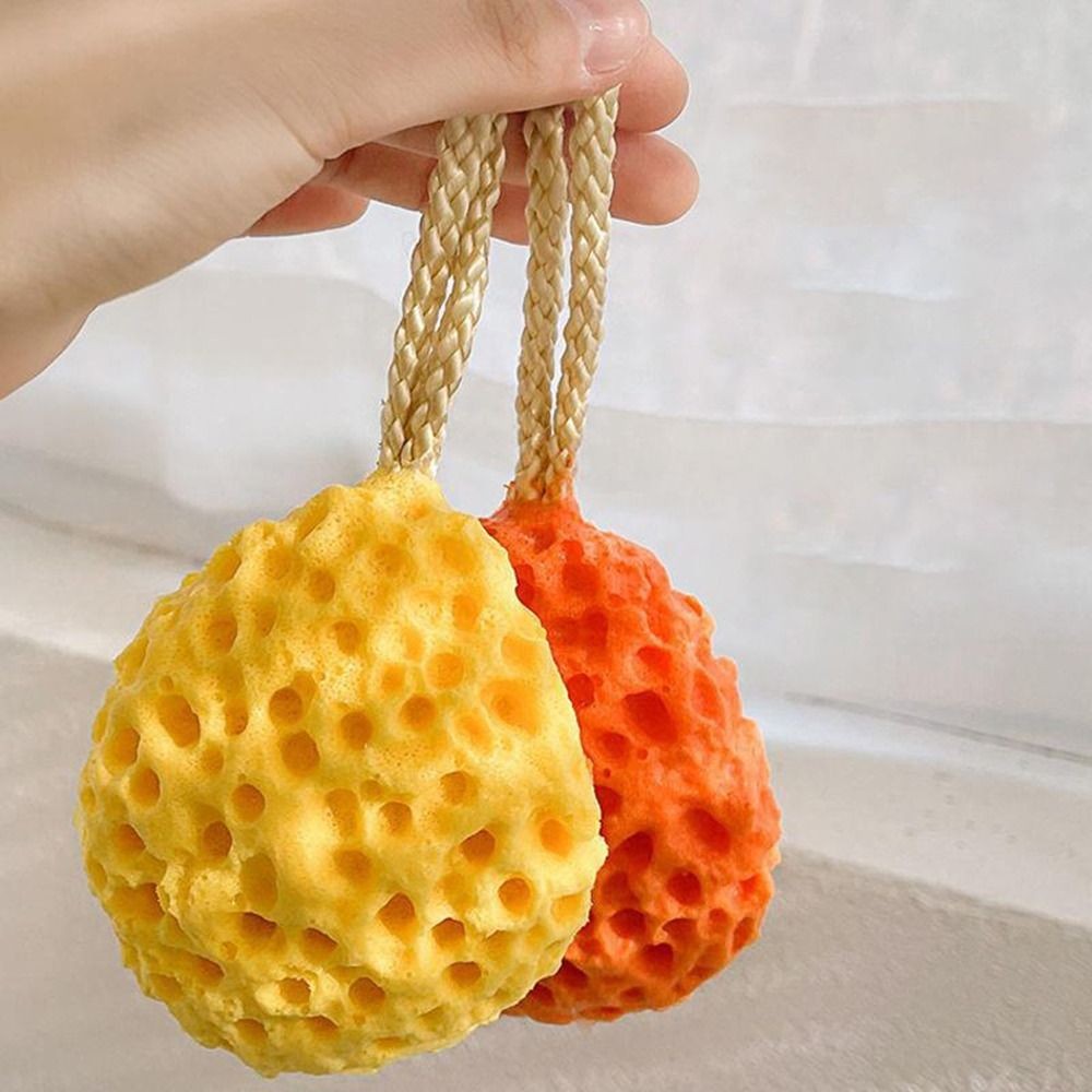 Mini Soft Sponge Bath Ball Exfoliating Honeycomb Cleaning Brush . Cheese-shaped Massage Brush Women