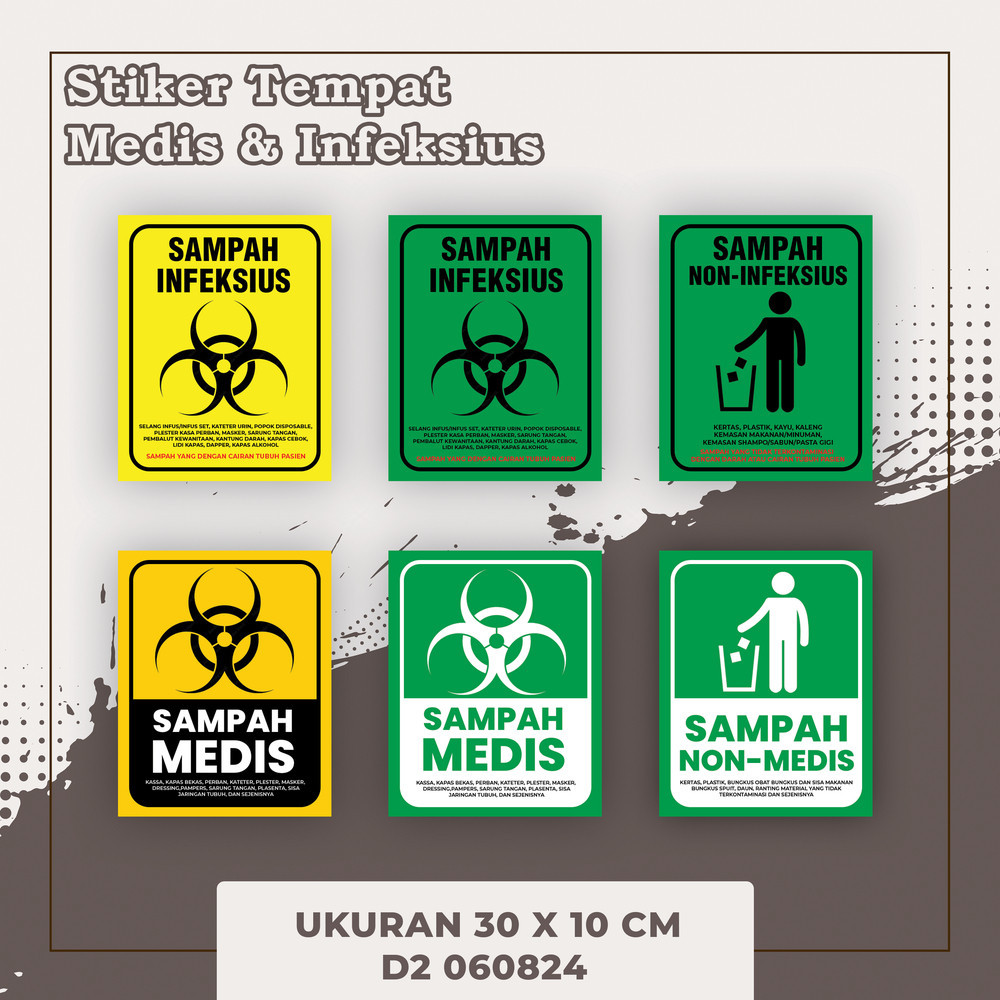 Sticker Tempat Sampah Infeksius Sampah Medis Sampah Non Infeksius Sampah Non Medis multi Sticker