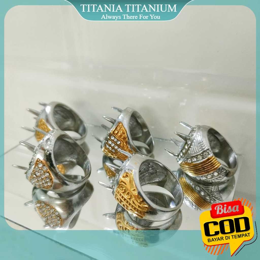TITANIA [COD]. Ring Cincin Batu Akik / Emban Ring / Cangkang Cincin Batu Akik Titanium Model Gigi 4 