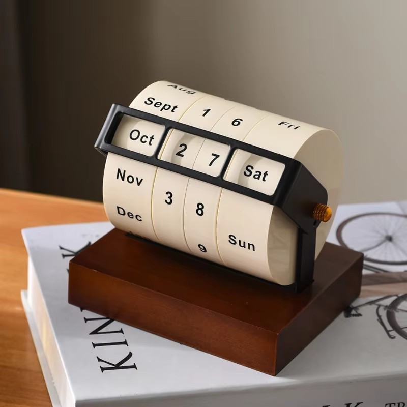 

【MOREBI】Kalender Roda Berputar Rotatable Wheel Calender Kalender Multi-fungsional Wooden Rotating Wheel Perpetual Calendar Meja Sepanjang Masa Aesthetic Calendar Hiasan Meja