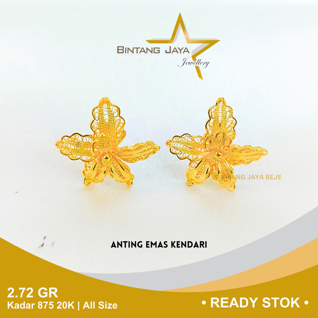 Anting Emas Kadar 875 20K Berat 2.72 gr gram Model Tusuk Anggrek Perhiasan Xuping Anting Gold Mas Tu