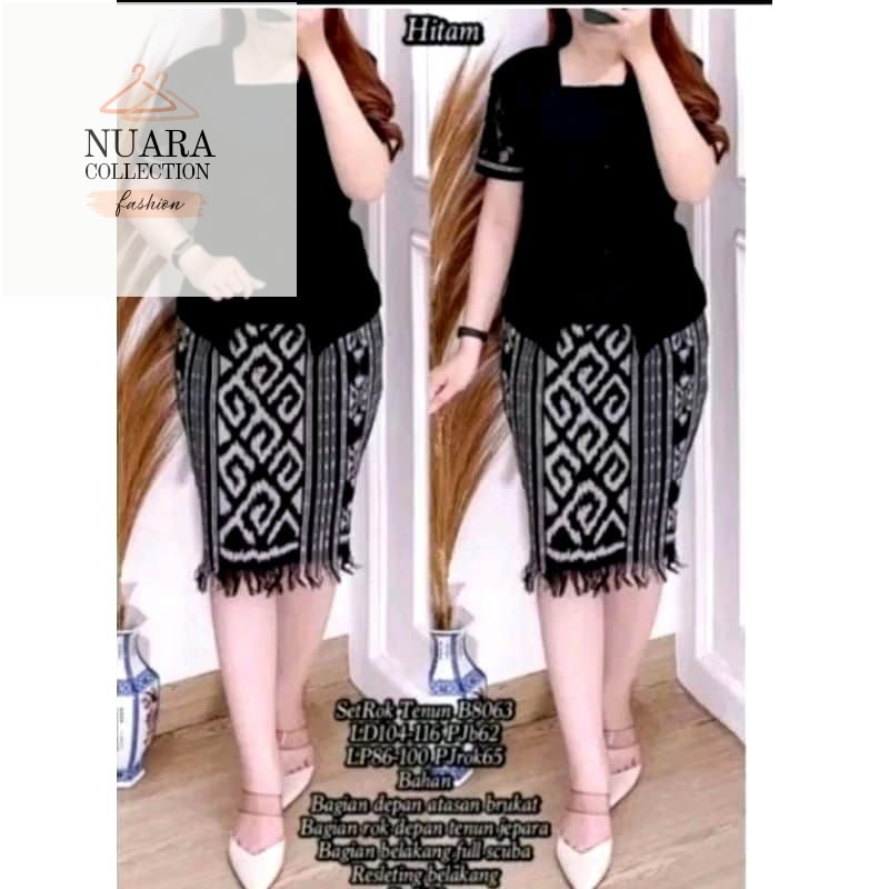 BAJU SET BAJU KEBAYA BROKAT MODERN ROK TENUN WANITA