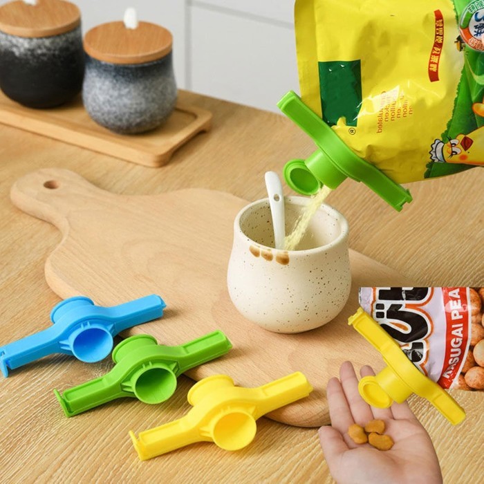 Clip Sealer Segel Bumbu Penjepit Kemasan Tuang Klip Segel Makanan Bumbu Dapur Serbaguna Food Sealing Clip Penjepit Kantong Snack Susu Kacang Gula Tepung Detergen Pet Food Tanpa Karet