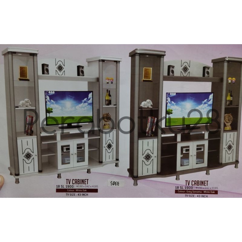 Lemari Hias 1.9 m Muat Tv 43 inchi ( berlampu)