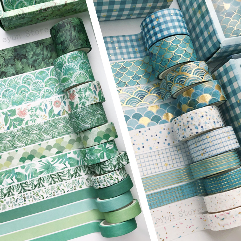 

22Pcs/2Sets Gold adhesive Washi Tape Box-packed washi tapes Retro Decoration Sticker Scrapbook Diary Stationery Supply