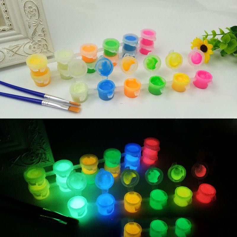

6colors/Set Fluorescent Acrylic Luminous Pigment Glow In Dark Hand Painted DIY Festival Party Wall Light Absorbing Pigment