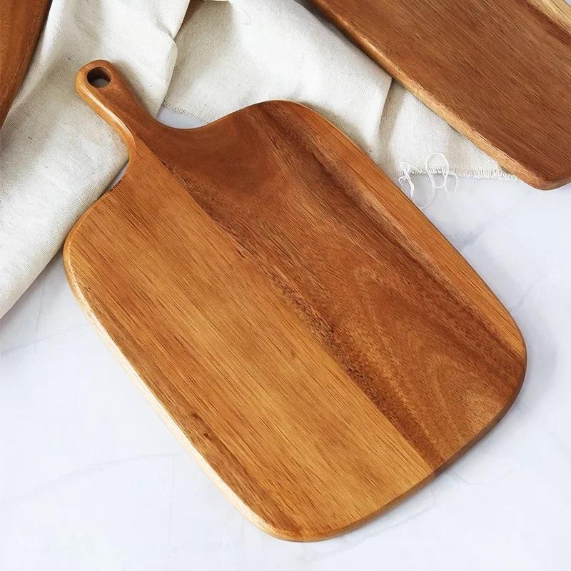 

High Quality Kitchen Wooden Chopping Blocks Beech Cutting Board Pizza Bread Fruit Sushi Tray Hangable Screative Kitchen Tool