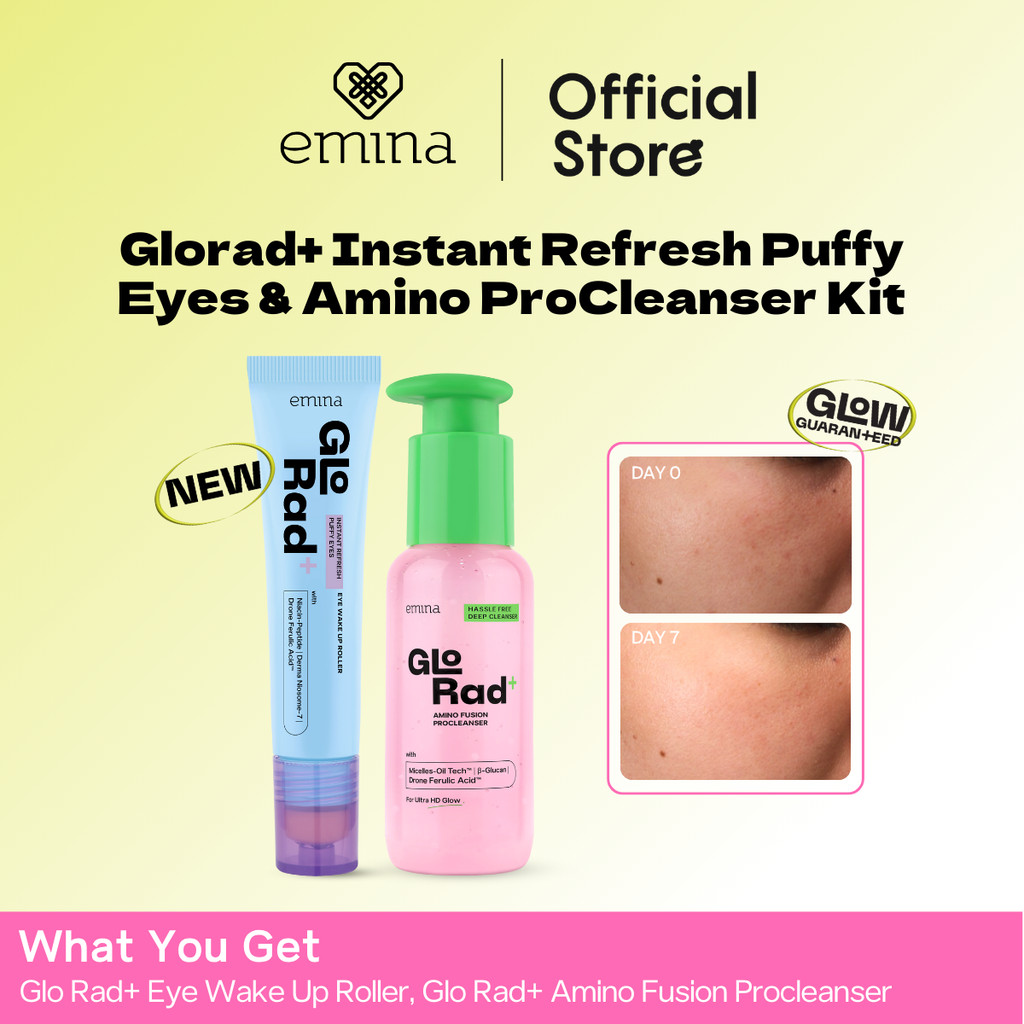 Emina Glorad+ Hassle Free  Cleanser Amino Fusion ProCleanser and Instant Refresh Puffy Eyes Eye Wake