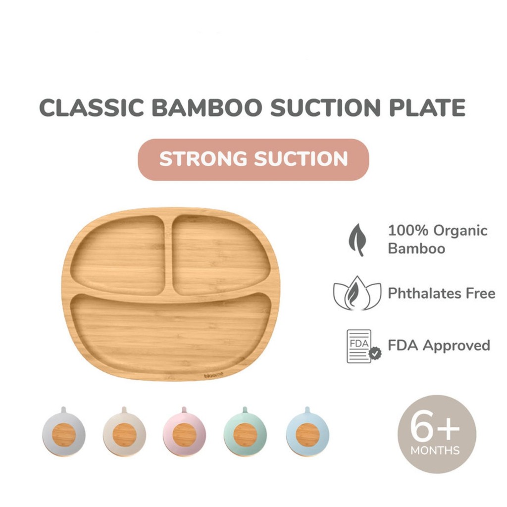 BLOOME Classic Bamboo Suction Plate | Piring Bayi | MPASI