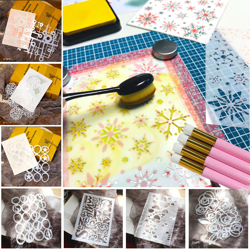 

DIY Stencils Clay Art Painting Scrapbook Coloring Embossing Album Decorative Template Blending Set for Card Making