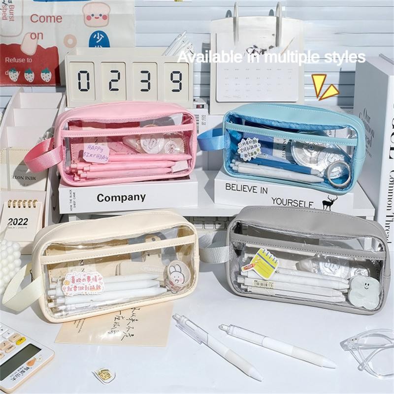 

Transparent Large Capacity Pencil Bag INS Style School Case Stationery Holder Waterproof Portable Pen Case Pencil Storage Bag