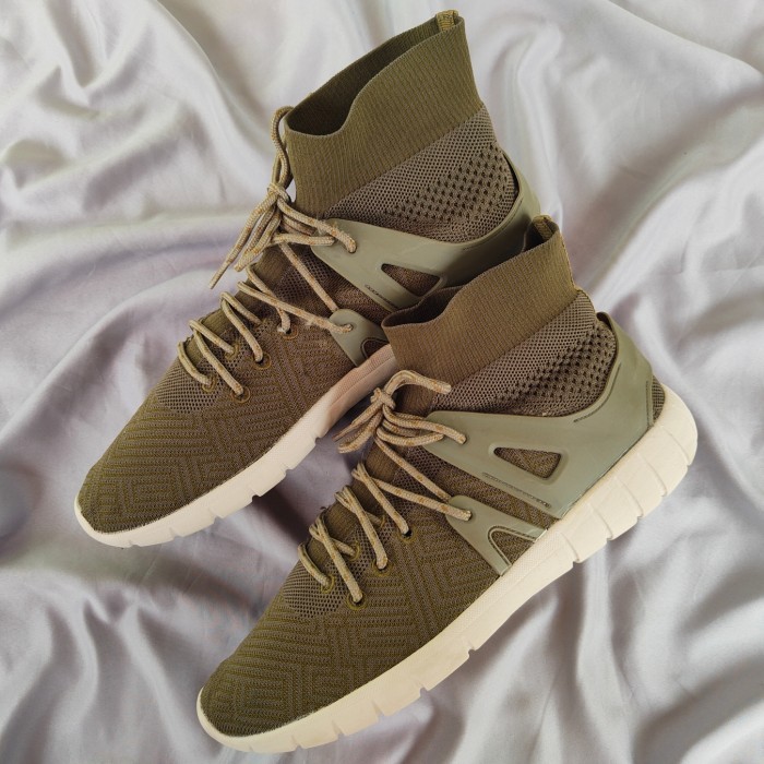 hnm hi top trainers sneakers khaki green sepatu sporty pria hnm original