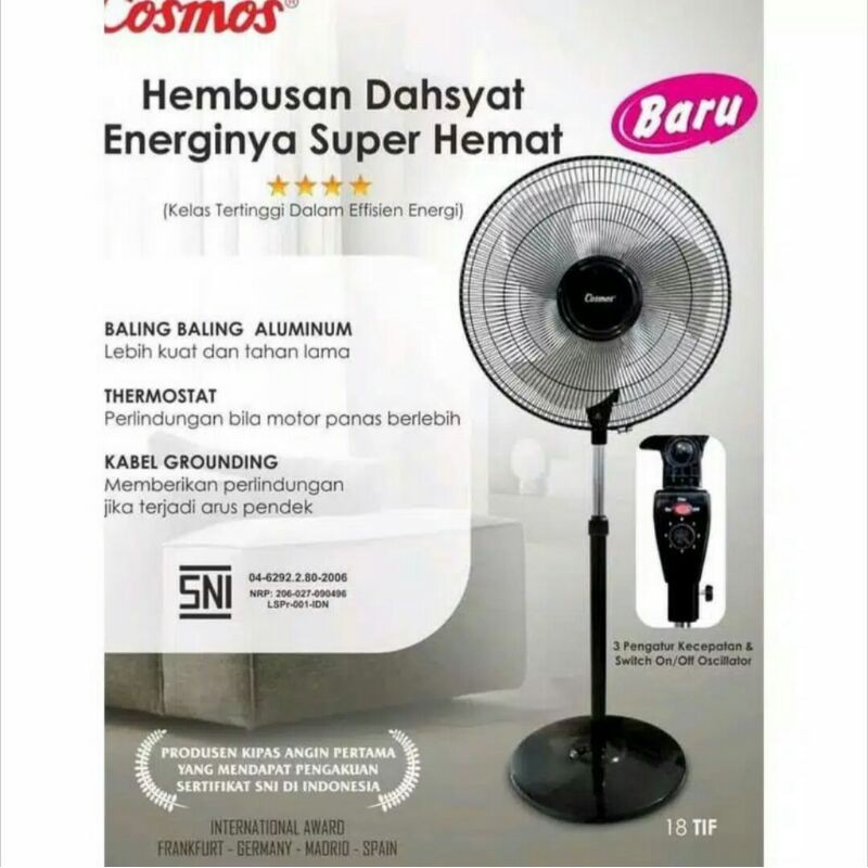 pekanbaru / STAND FAN 18 inch COSMOS TIF-1801 S / KIPAS ANGIN BERDIRI 18TIF COSMOS TIF 1801S / KIPAS