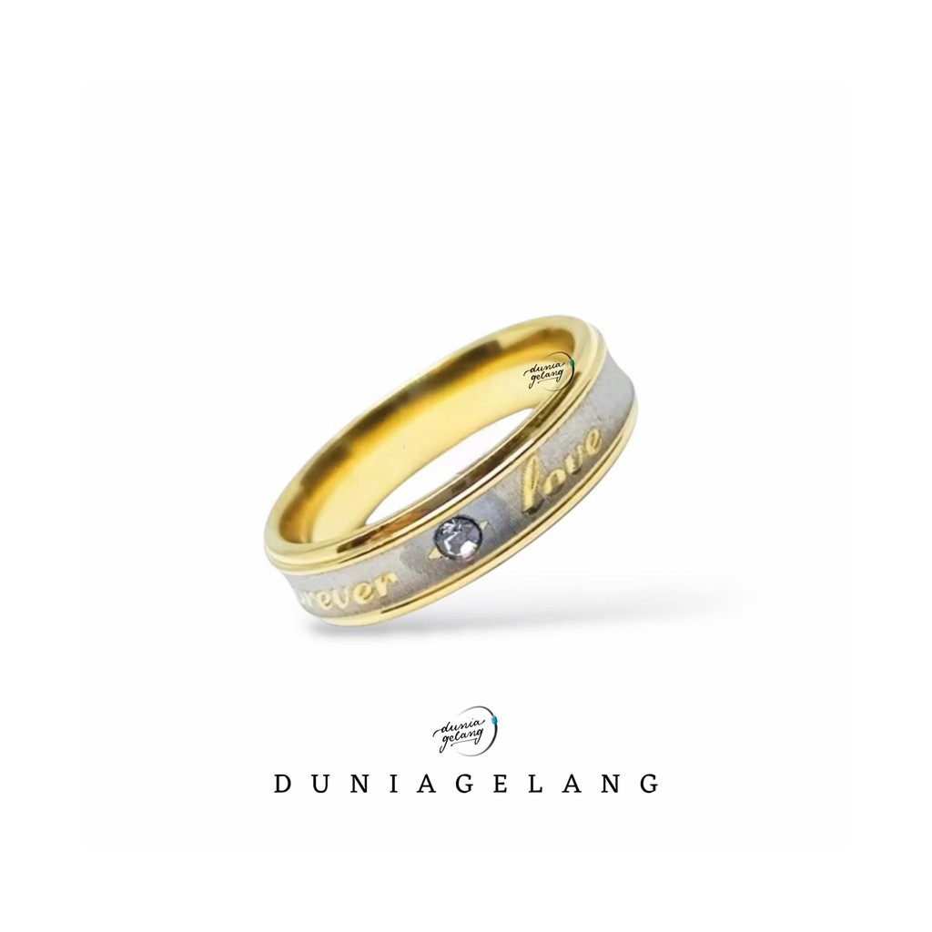 Cincin Titanium Forever Love Mata Silver Gold / Cincin Pria Wanita Anak Tunangan Couple / Duniagelan