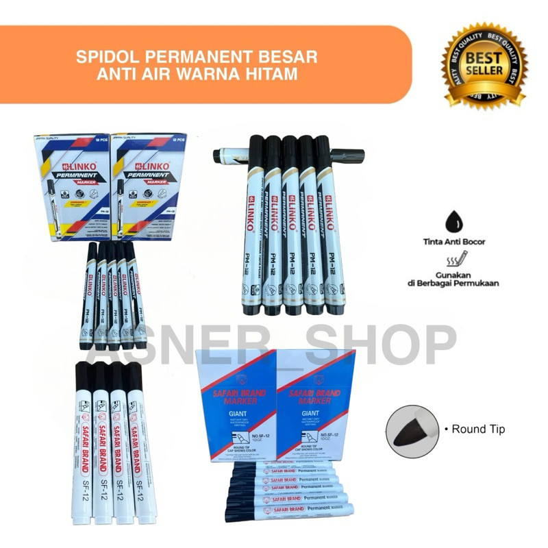 

ASNR Spidol Permanen Safari Marker Permanent Hitam Warna Tinta Tahan Air
