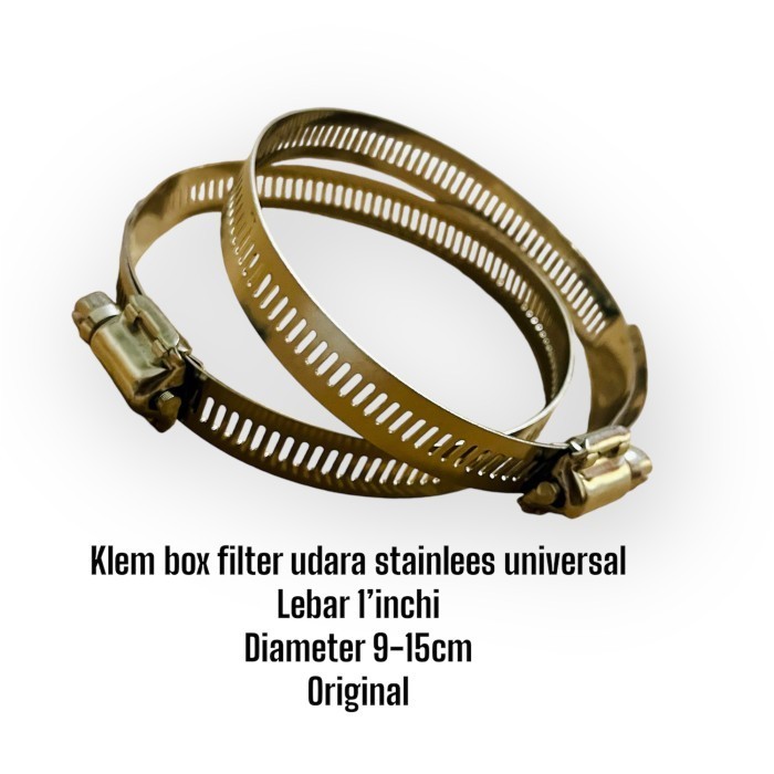 Kleman box filter udara Mobil original stainlees universal lebar '1 inchi