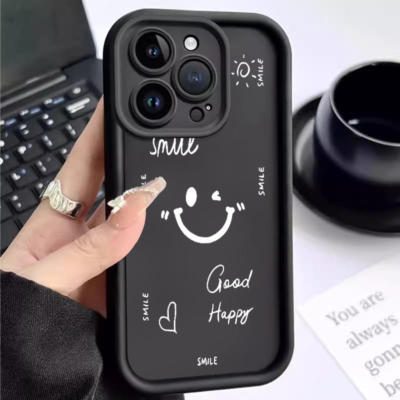 Soft Case For OPPO A38 A31 2020 A32 A33 2020 A35 2021 A36 Silicon TPU Cartoon Simple Smile Lens Prot