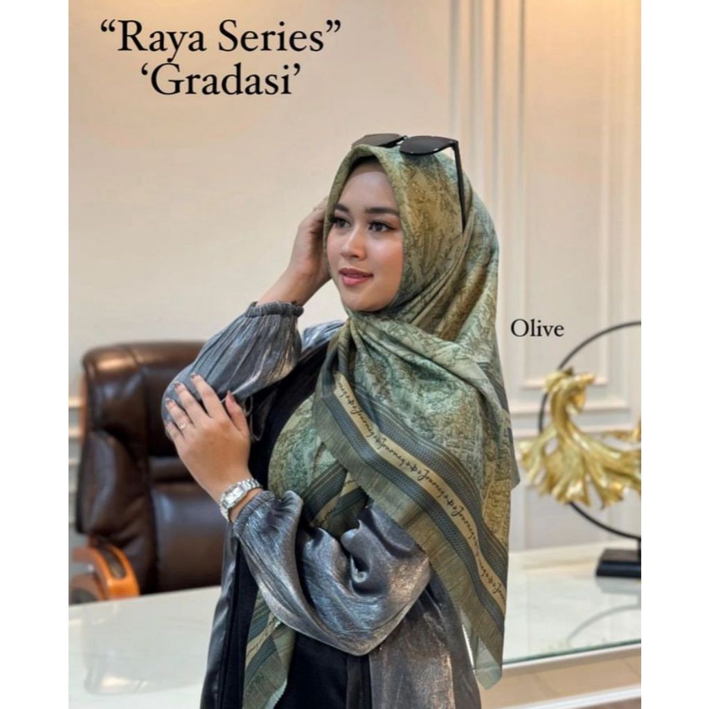 NEW HIJAB SEGI EMPAT MOTIF GRADASI RAYA BY JOURNEY SCARVES KW SUPER by hamarahijab