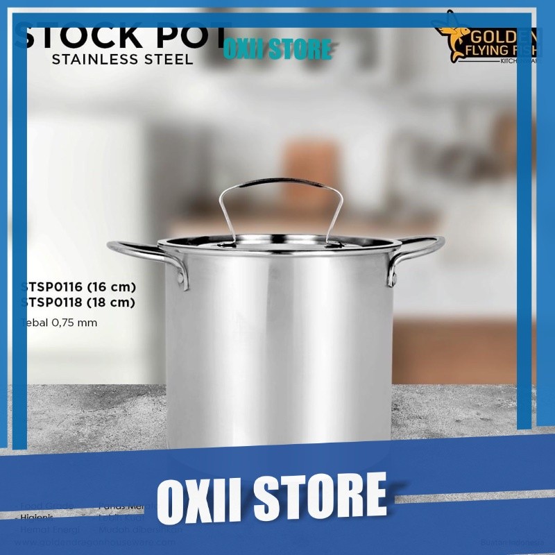 Golden Flying Fish - Panci Stock Pot Stainless Steel 16cm & 18cm - Panci Serbaguna Multifungsi Bakso