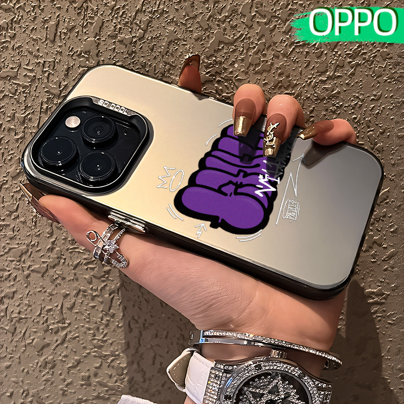 Keren Men Glossy Hologram PC Case OPPO A18 A57 A16 A15 A17 A60 A3x A3s A5s A54 A53 A12 A31 A58 A1K A