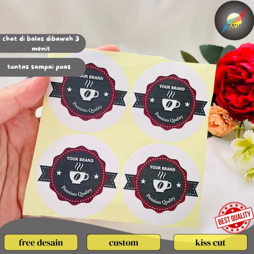 

PrintLab 2-4 Cetak Sticker Label Minuman Murah Tema Kopi Stiker Kemasan Botol Cup Coffe Free Desain