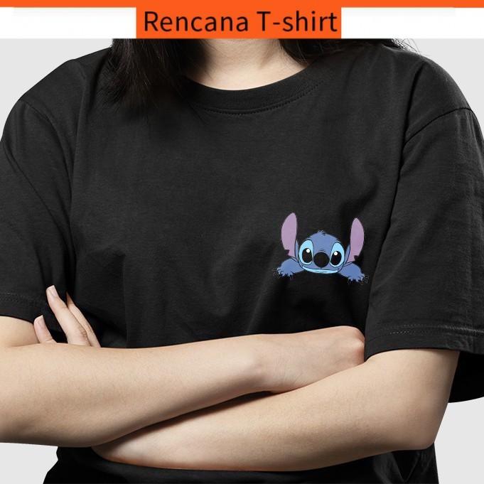 

(YL)** Stok tersedia ** Lilo & T-shirt lengan pendek grafis cetak kartun Stitch fashion/oversize/pasangan//Unisex Tee