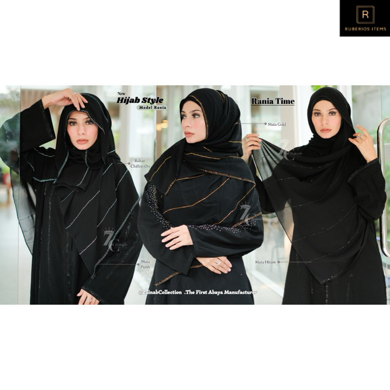 New Hijab Pashmina hitam mata-mata by Zainab Collection