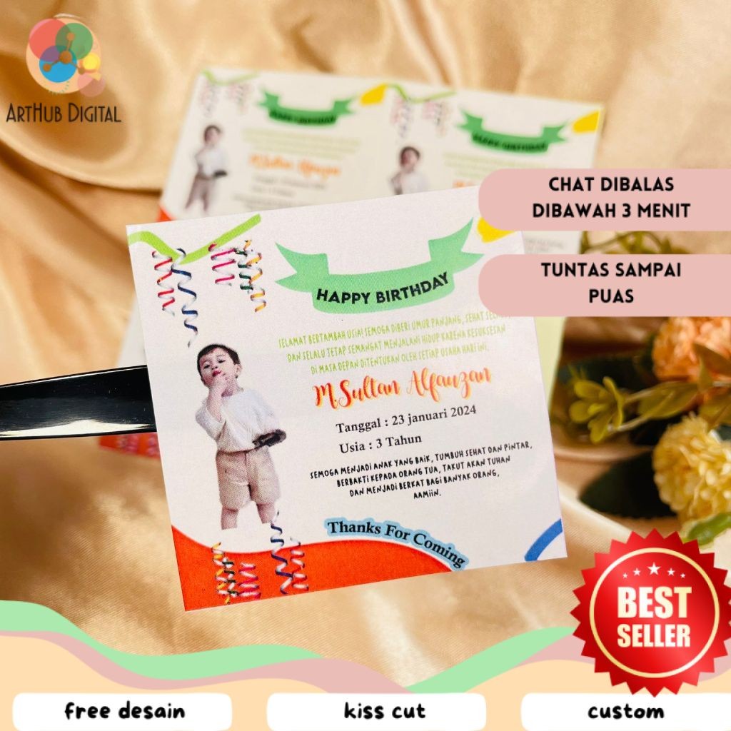 

AHD Print Stiker Ultah Anak Ulang Tahun Label Bentuk Kotak Sticker Ulang Taun Balita Uk.Kecil