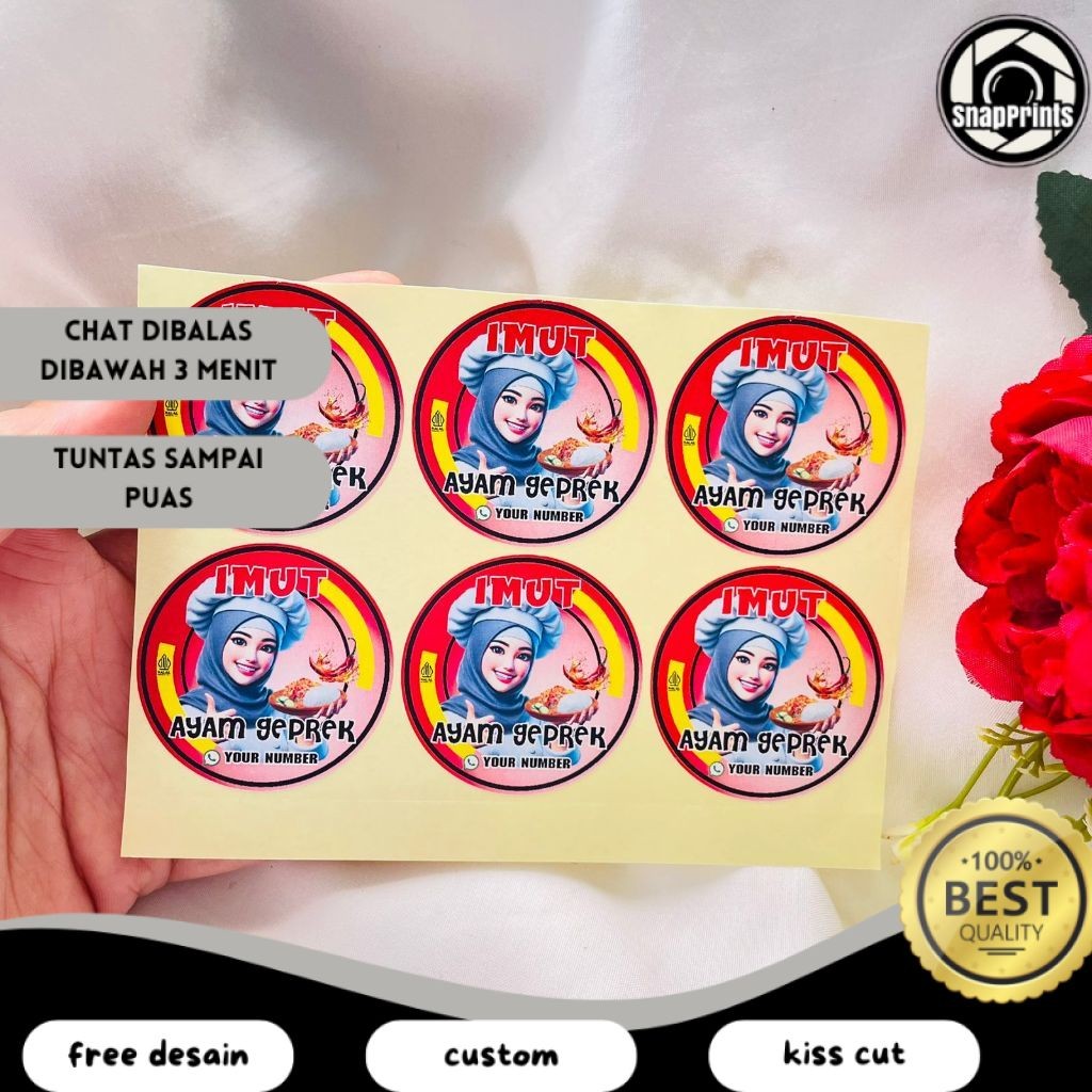 SP  Sticker Catering Ayam Geprek Stiker Free Desain Custom Nama Label Box Kardus Packaging