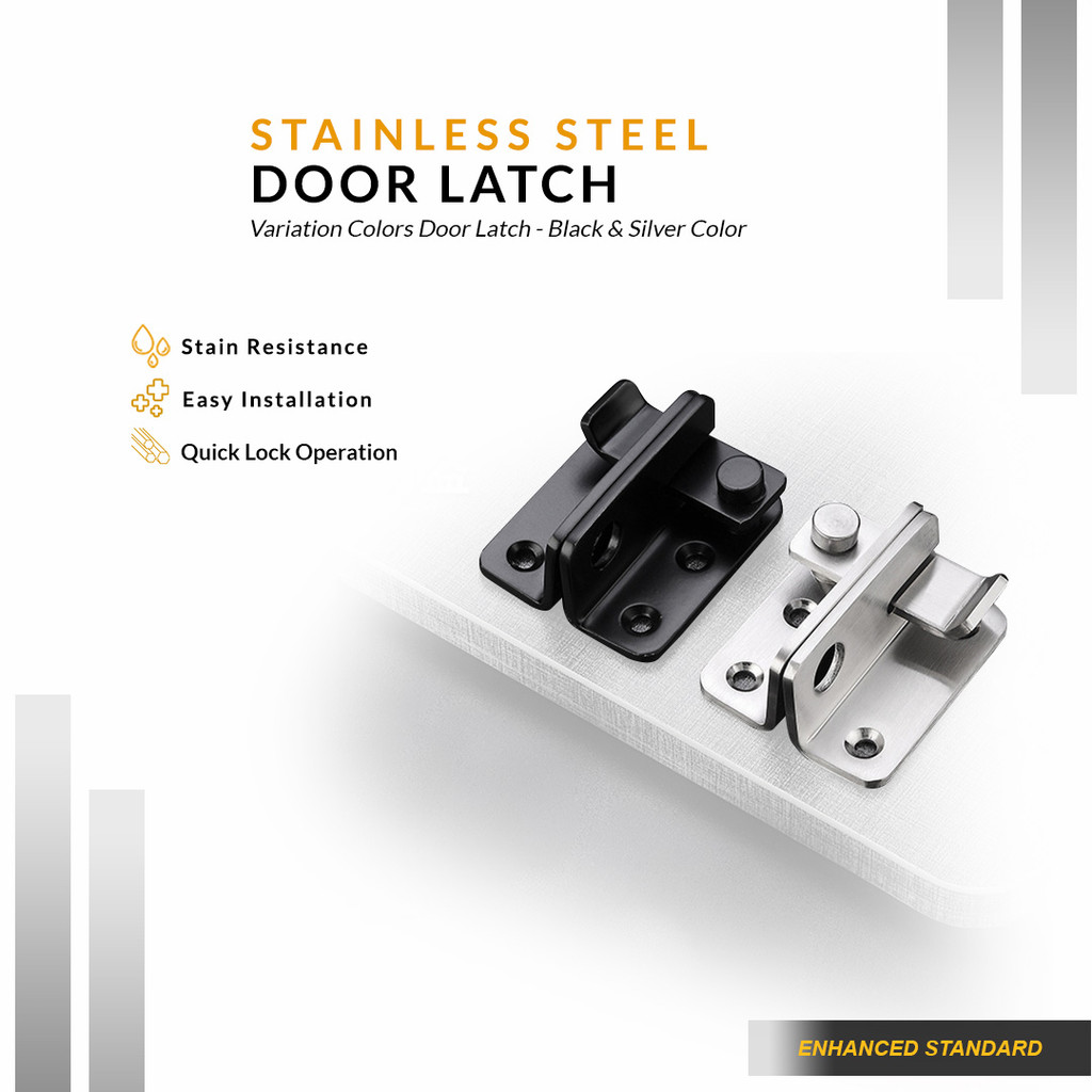 Grendel Kait Slot Pintu Jendela Geser Kotak Stainless