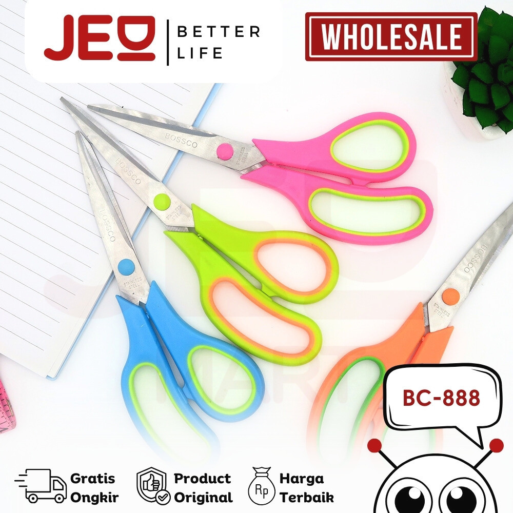 

GROSIR!!!! (1 DUS isi 360 PCS) Gunting Warna Scissors BESAR 8 INCH BOSSCO BC-888
