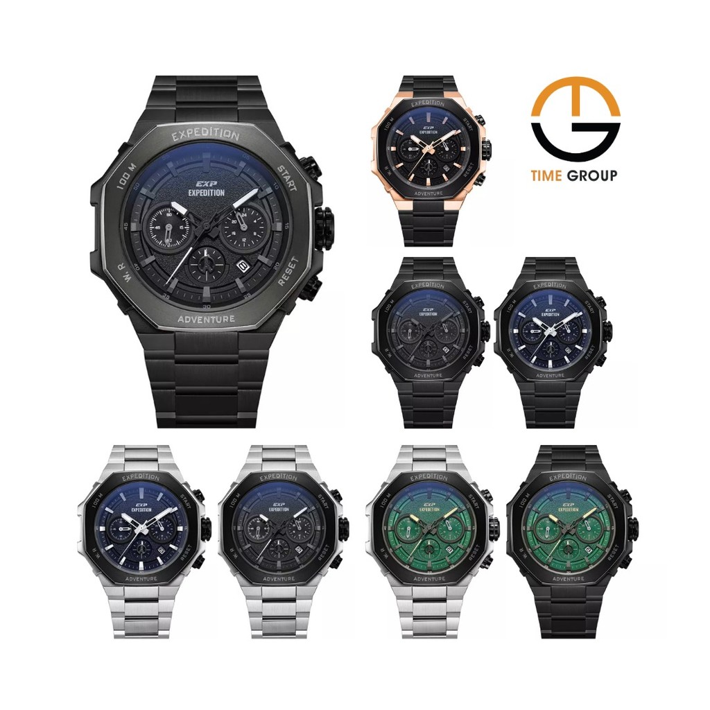 JAM TANGAN PRIA EXPEDITION E6816 E 6816 BCB STAINLESS STRAP ORIGINAL