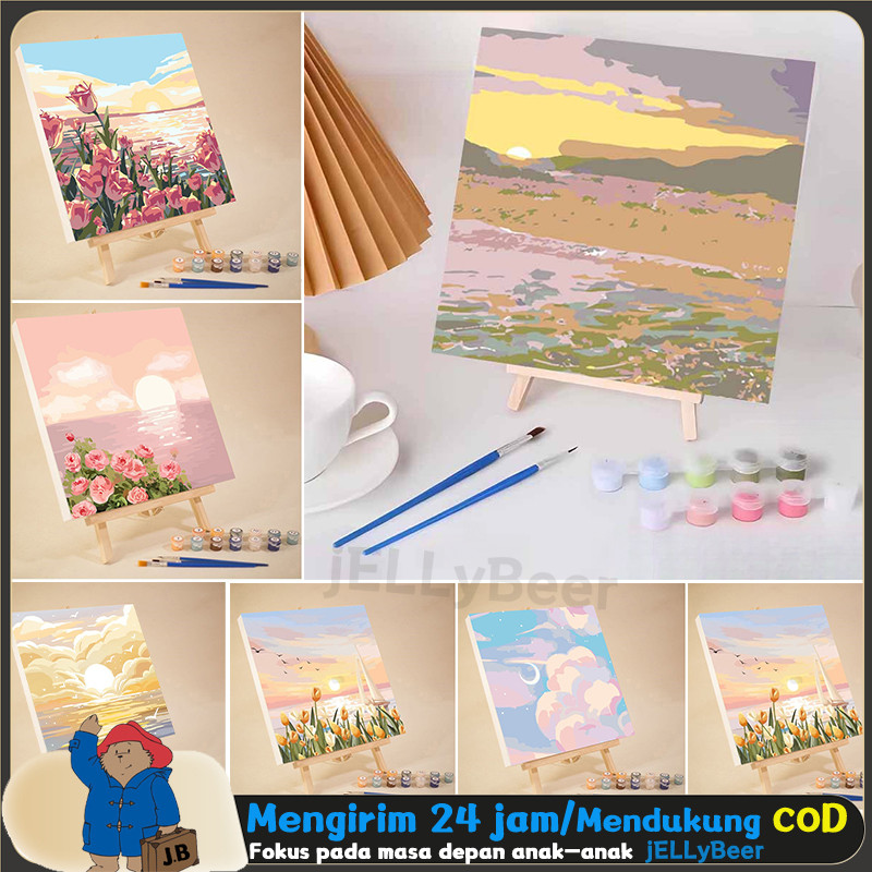 

DIY Paint By Number - Scenery Series 20x20cm Painting Kit Canvas Kit Digital Oil Painting Ruang Tamu Kamar Tidur Dekorasi Lukisan Kartun
