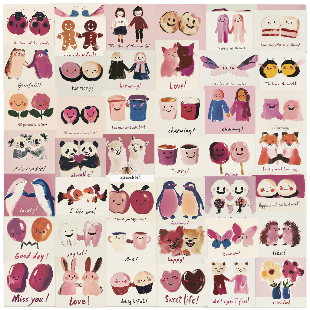 

50PCS Cute Hand-painted LOVE Card Stickers Luggage Scrapbooking Laptop Skateboard Graffiti DIY Phone Scrapbooking Sticker