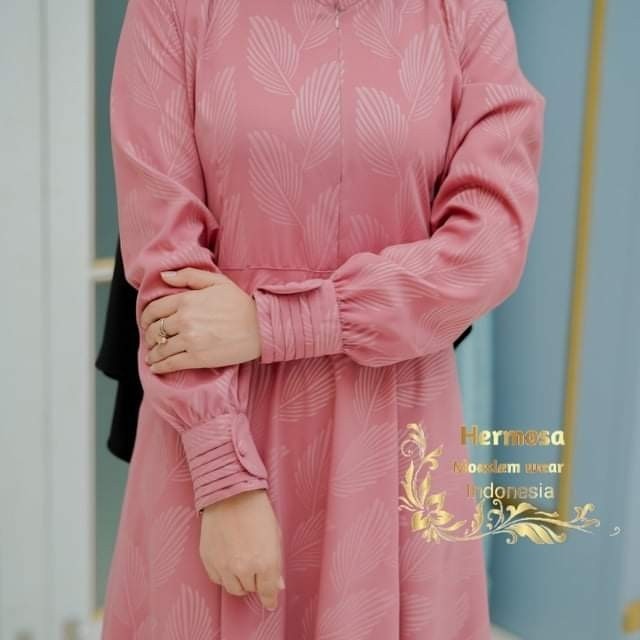 gamis embos premium syari dusty pink Hermosa Original - dusty pink, XXL