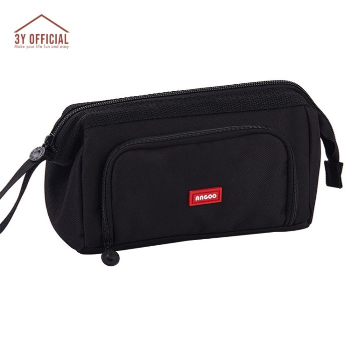 

New Arrival[PROMO] 3Y Angoo double layer macaron kotak pensil kapasitas besar pencil case - Hitam