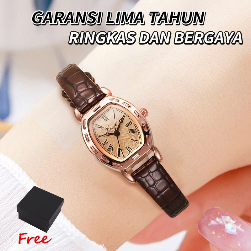 Jam Tangan Wanita Klasik Mode Display Kuarsa Santai Jam Tali Kulit Tahan Air Jam Tangan Cewek Jam Ta