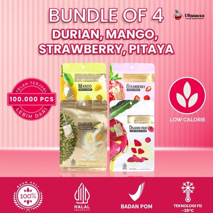 

Produk Baru!! URSNACKS Bundle Of 4 - Freeze Dried Keripik Buah Mangga + Durian + Strawberry + Buah Naga