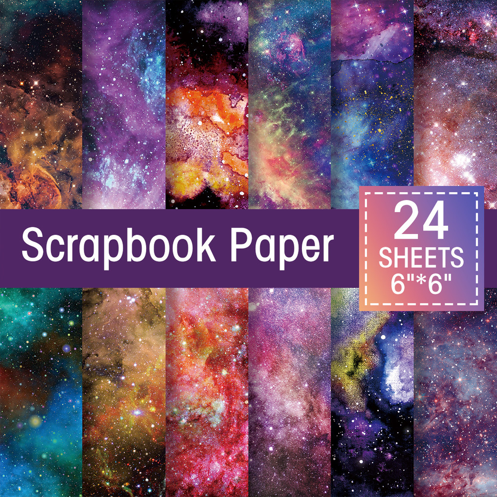 

24Pcs/Pack Space Galaxy Themed Scrapbook Paper, Colorful Galaxy Star Background Party Scrapbook Paper, Decoration Colored Paper