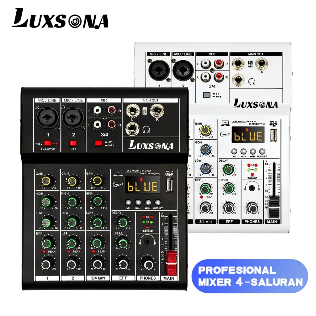 Luxsona Mixer 4 Chanel/Mixer Audio/99DSP 4 Chanel Mixer Mini /Amplifier Bluetooth Mini Profesional/S