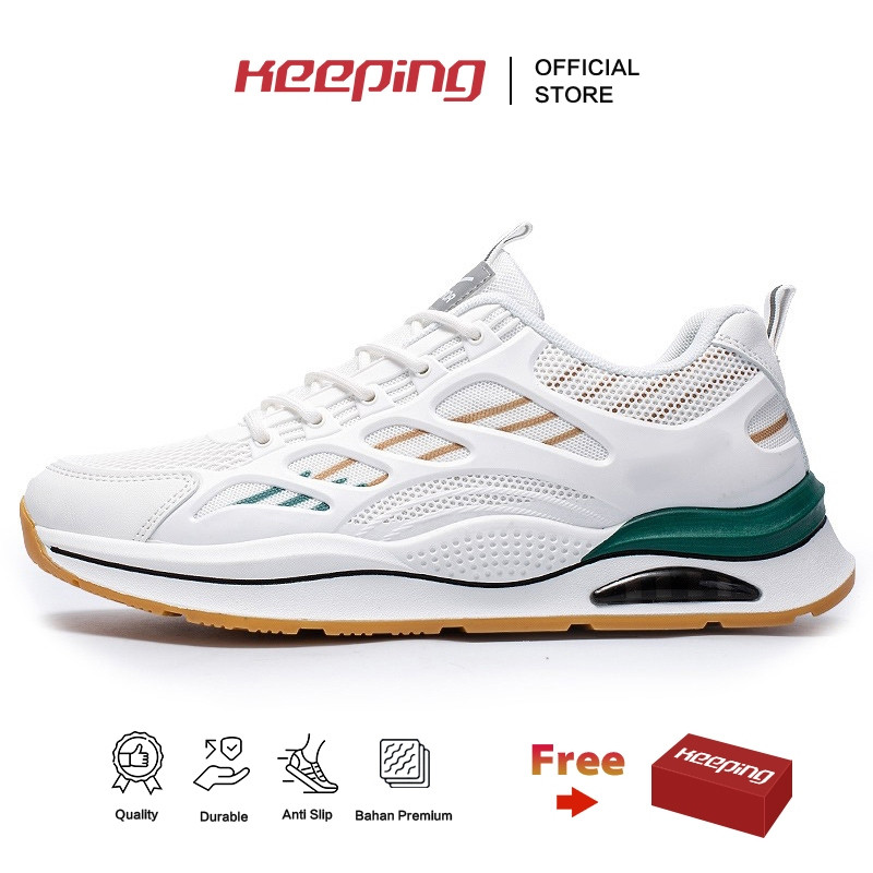 [CLEARANCE SALE] Keeping Sepatu Sneakers Pria Putih Sepatu Pria Kets Sepatu Olahraga Cowok Jogging S