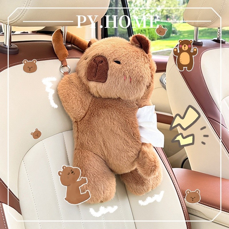 Tas tisu mobil multifungsi Kotak tisu mobil Tempat Tisu Mobil Capybara Kotak tisu lucu