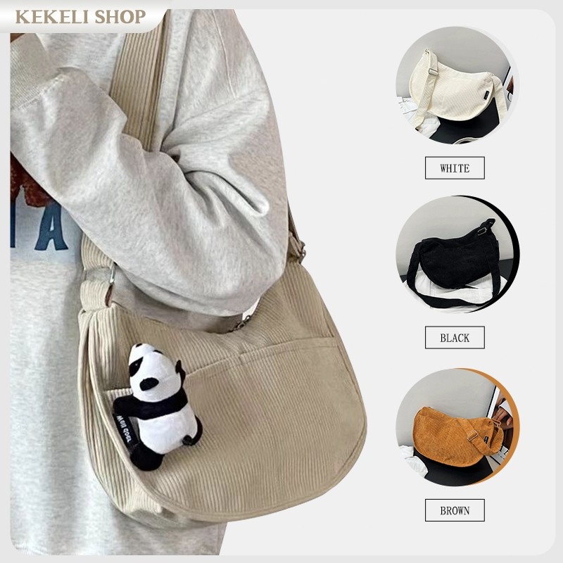 [RAJA PROMO] Tas Kanvas Baru Kapasitas Besar Sederhana Tas Bahu Jinjing Wanita Corduroy Wanita Retro