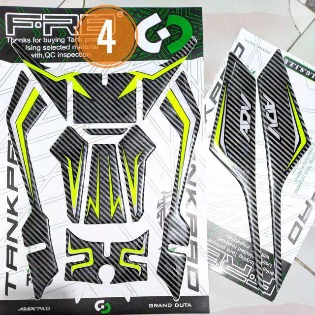 aksesoris Honda ADV 150 stiker timbul Deckpad sticker tankpad motor - Hijau Stabilo