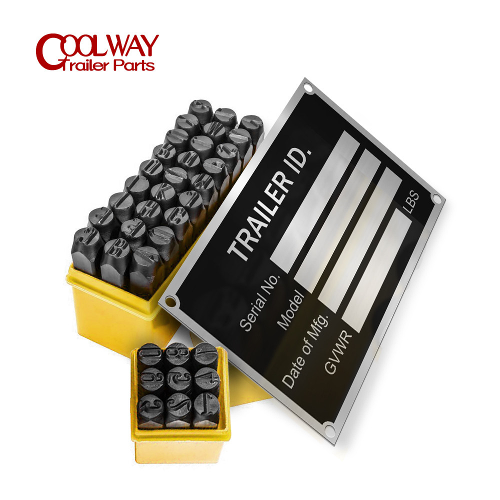 

4MM Steel Die Metal Punch Stamping Kit With Trailer ID Tag Plate With Sticker Number Letter Alphabet Stamps Tools