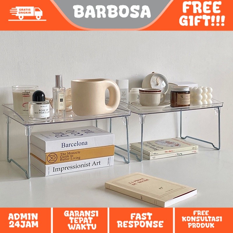 Rak plastik serbaguna Rak transparan lipat Rak penyimpanan akrilik Meja Lipat Bening