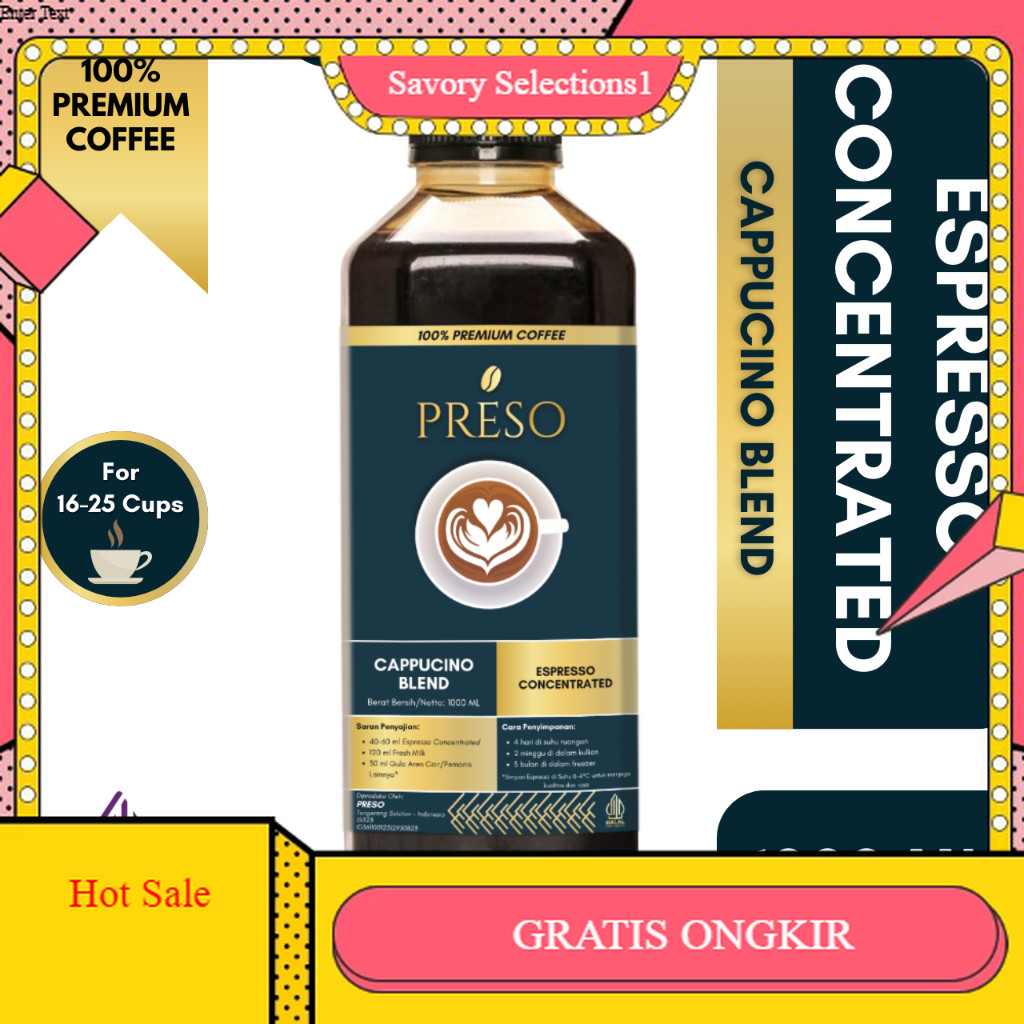

【SAVORY】 SALE!! PRESO Espresso Concentrated - Espresso Cair 100% Pure Espresso 1000 ML