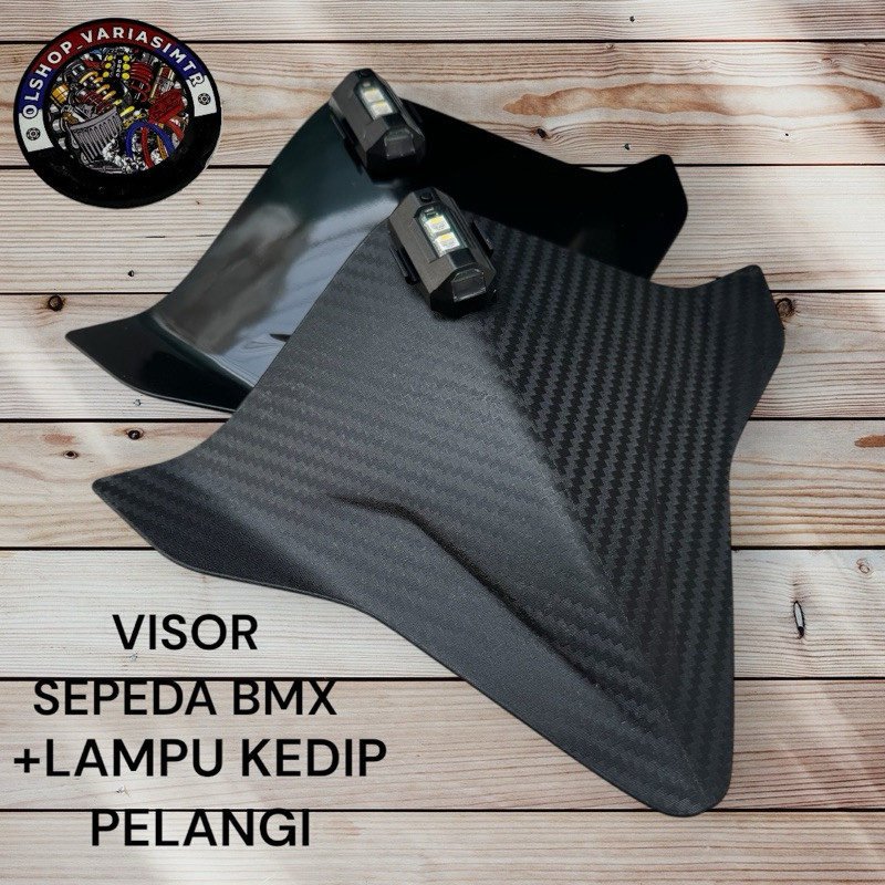 TERLARIS PAKET HEMAT VISOR SEPEDA BMX SET LAMPU KEDAP KEDIP LED