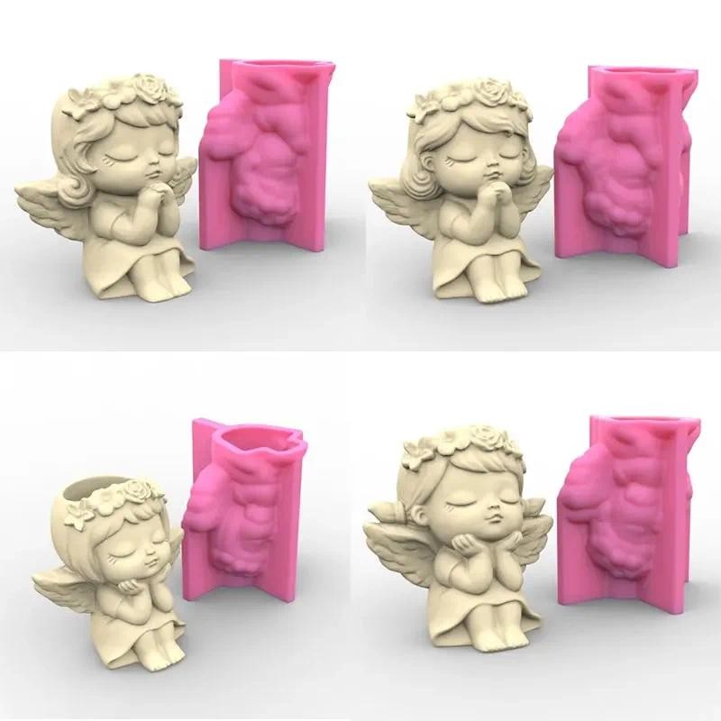 

Angel Girl Silicone Flower Pot Mold Concrete Candlestick Silicone Holder Mold Succulent Planter Cement Clay Mold